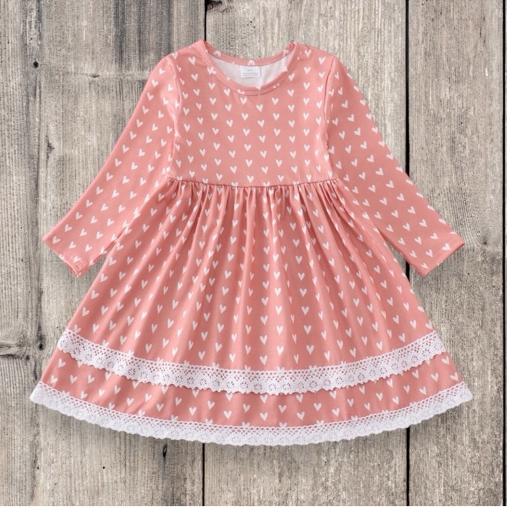 New Boutique Girls Blush Peach Colored Heart Dress